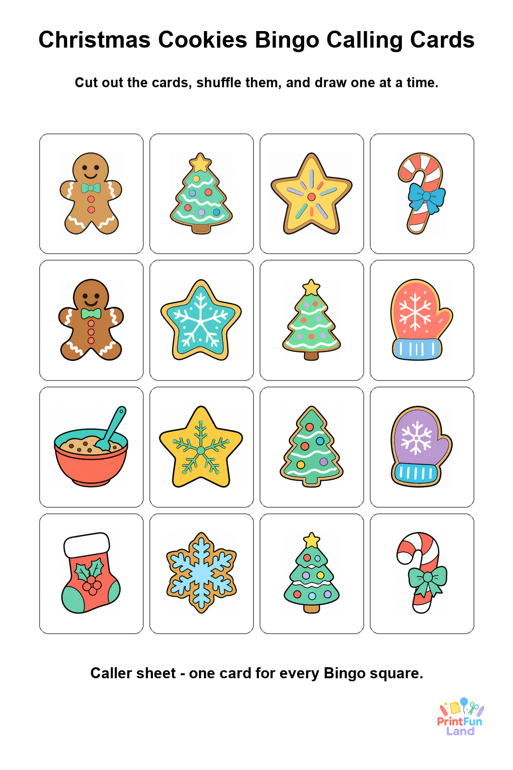 Christmas Cookies Bingo for Preschoolers printable page 9