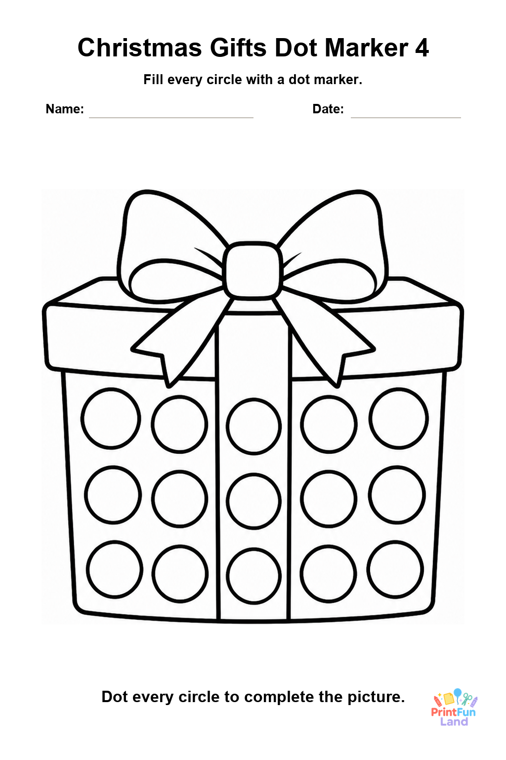 Christmas Gifts Dot Marker Pages for Preschoolers printable page 4