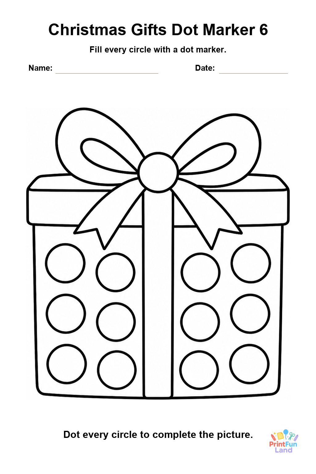 Christmas Gifts Dot Marker Pages for Preschoolers printable page 6