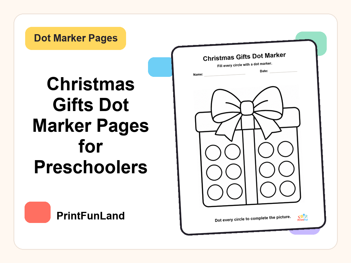 Christmas Gifts Dot Marker Pages for Preschoolers printable preview