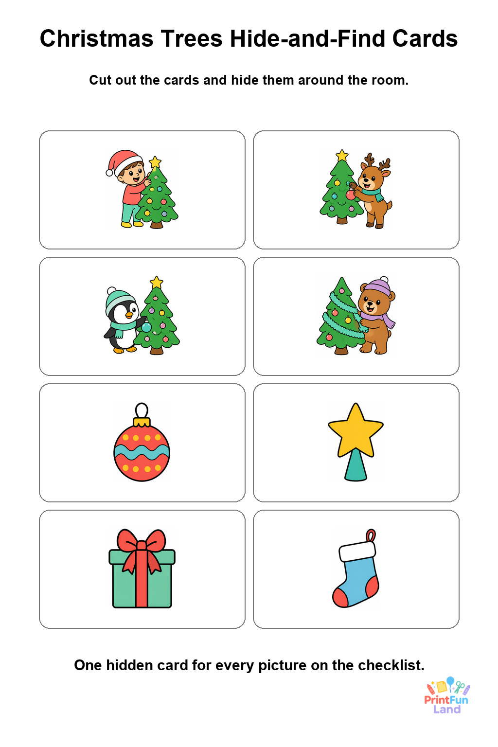 Christmas Trees Scavenger Hunt for Preschoolers printable page 2