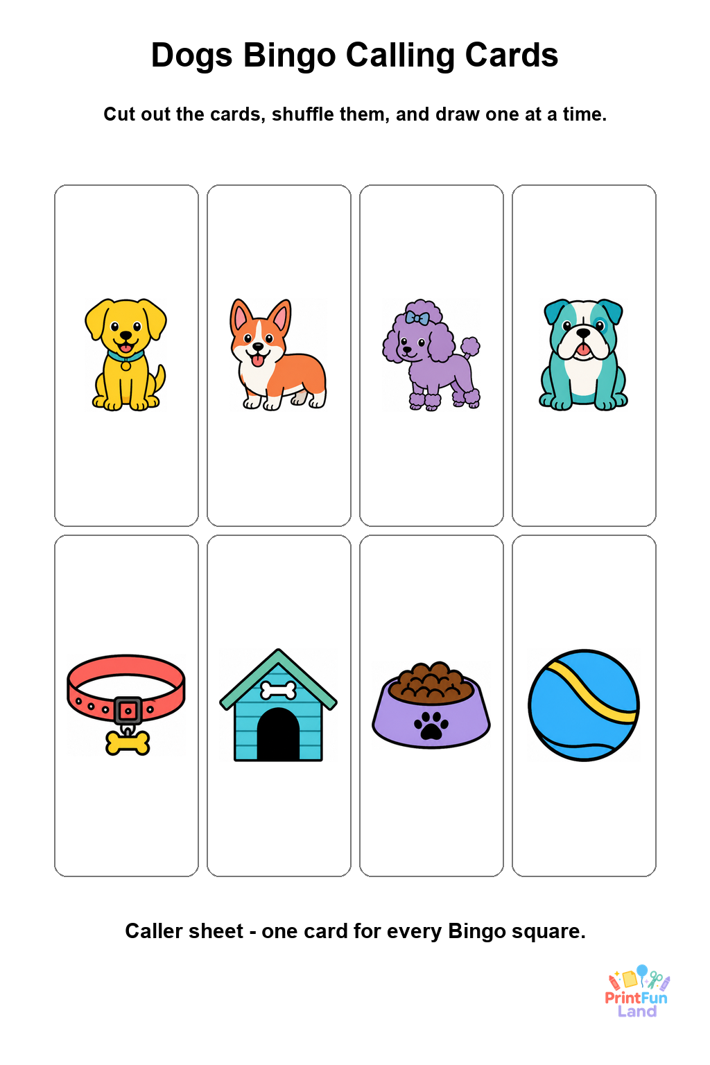 Dogs Bingo for Preschoolers printable page 9
