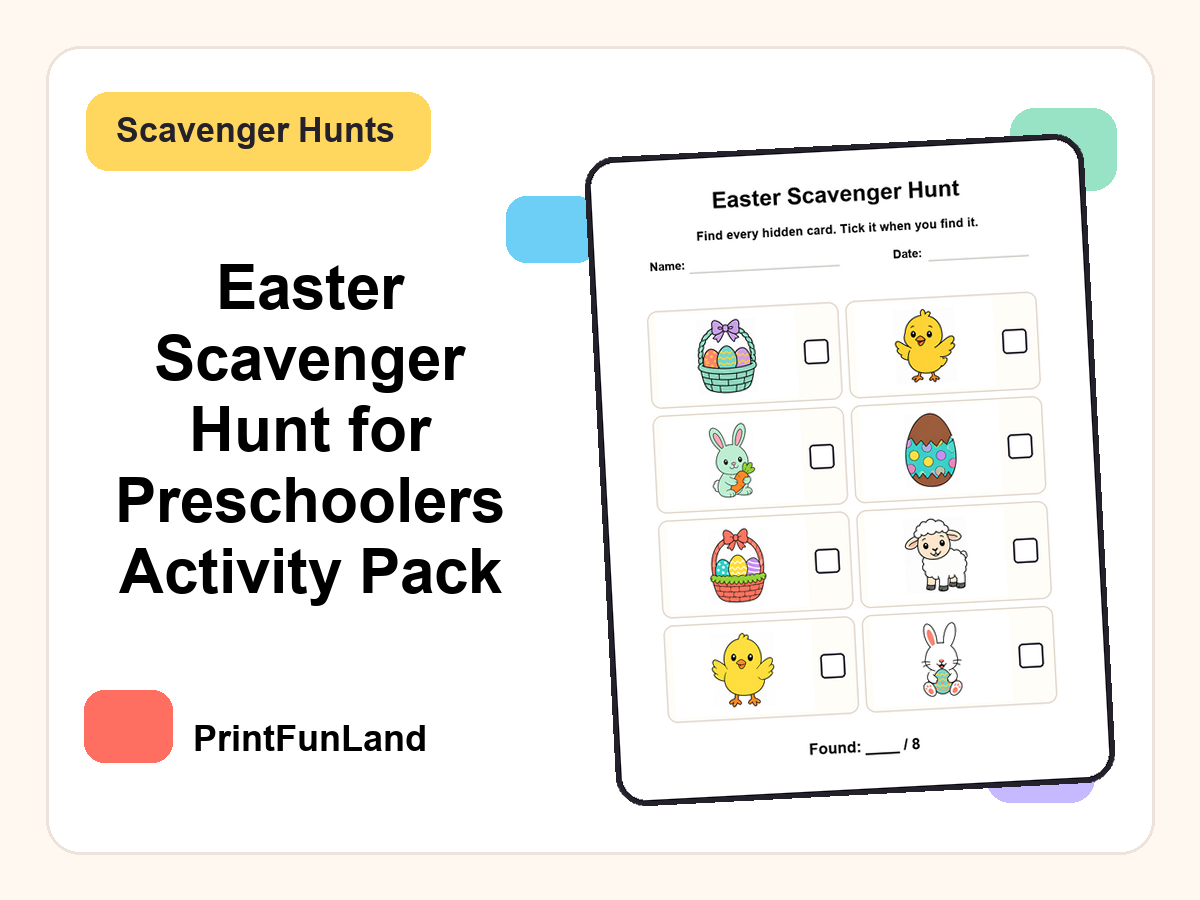 Easter Scavenger Hunt for Preschoolers printable preview