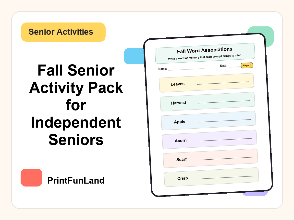 Fall Senior Activity for Independent Seniors printable preview