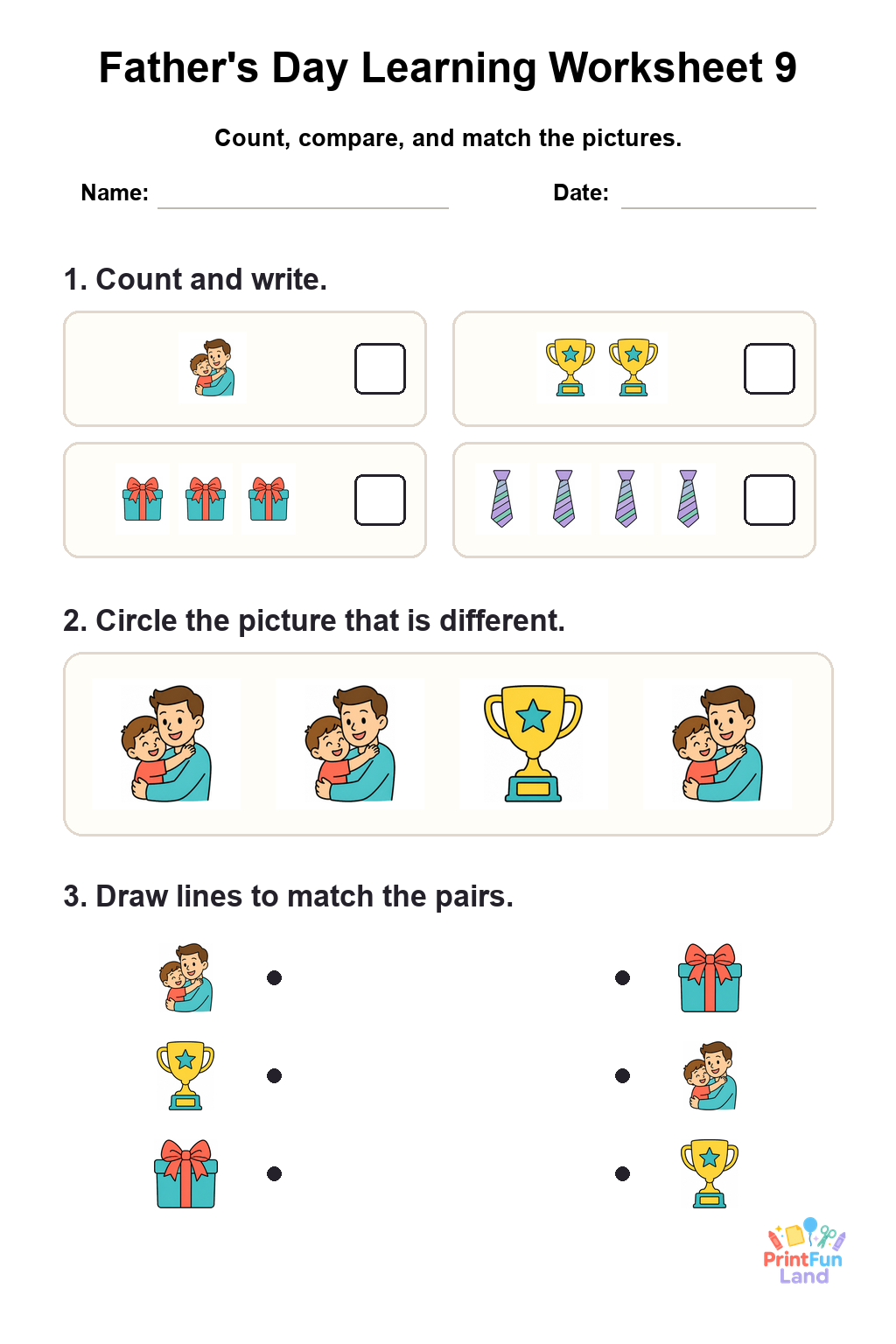 Father's Day Worksheets for Preschoolers printable page 9