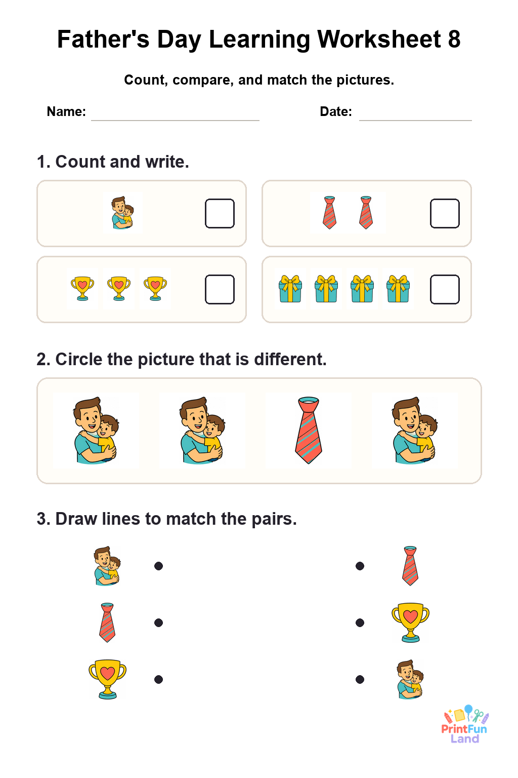 Father's Day Worksheets for Preschoolers printable page 8