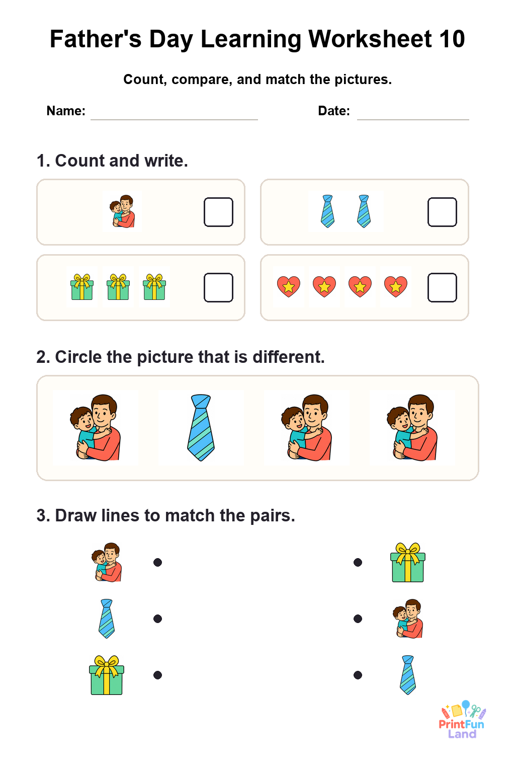 Father's Day Worksheets for Preschoolers printable page 10