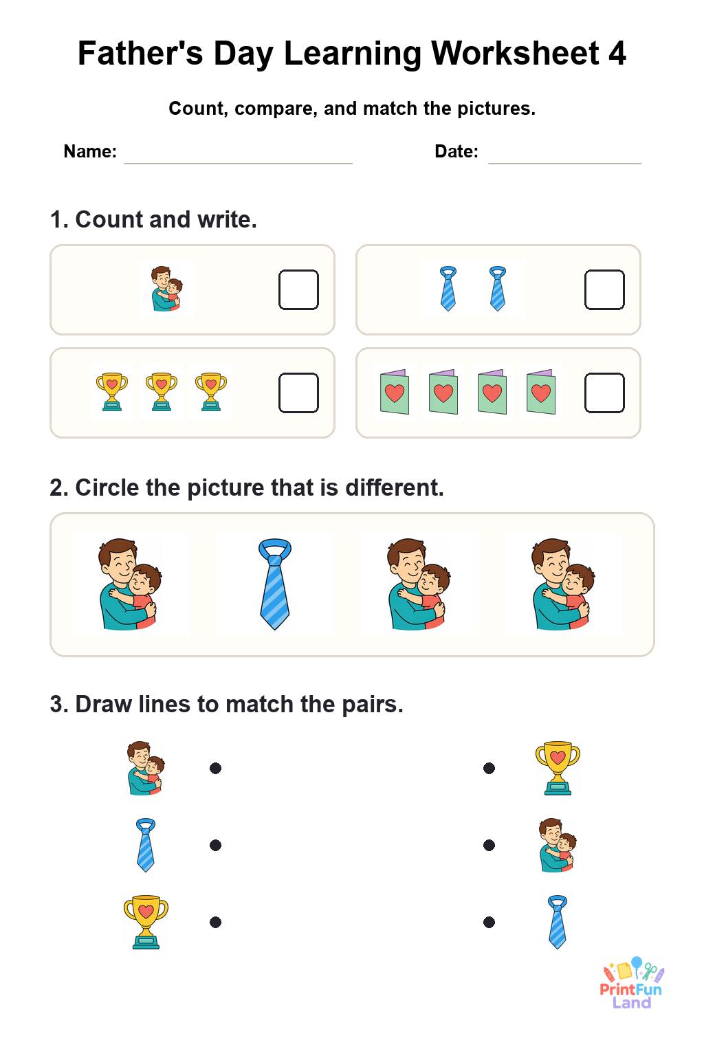 Father's Day Worksheets for Preschoolers printable page 4