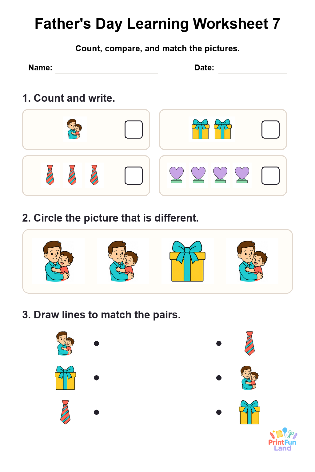 Father's Day Worksheets for Preschoolers printable page 7