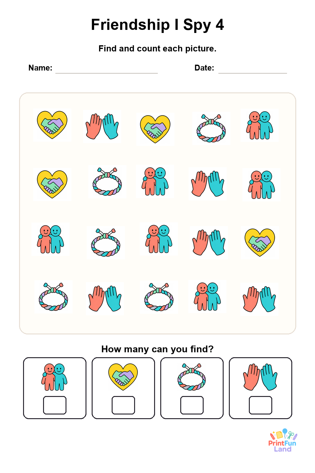 Friendship I Spy for Preschoolers printable page 4