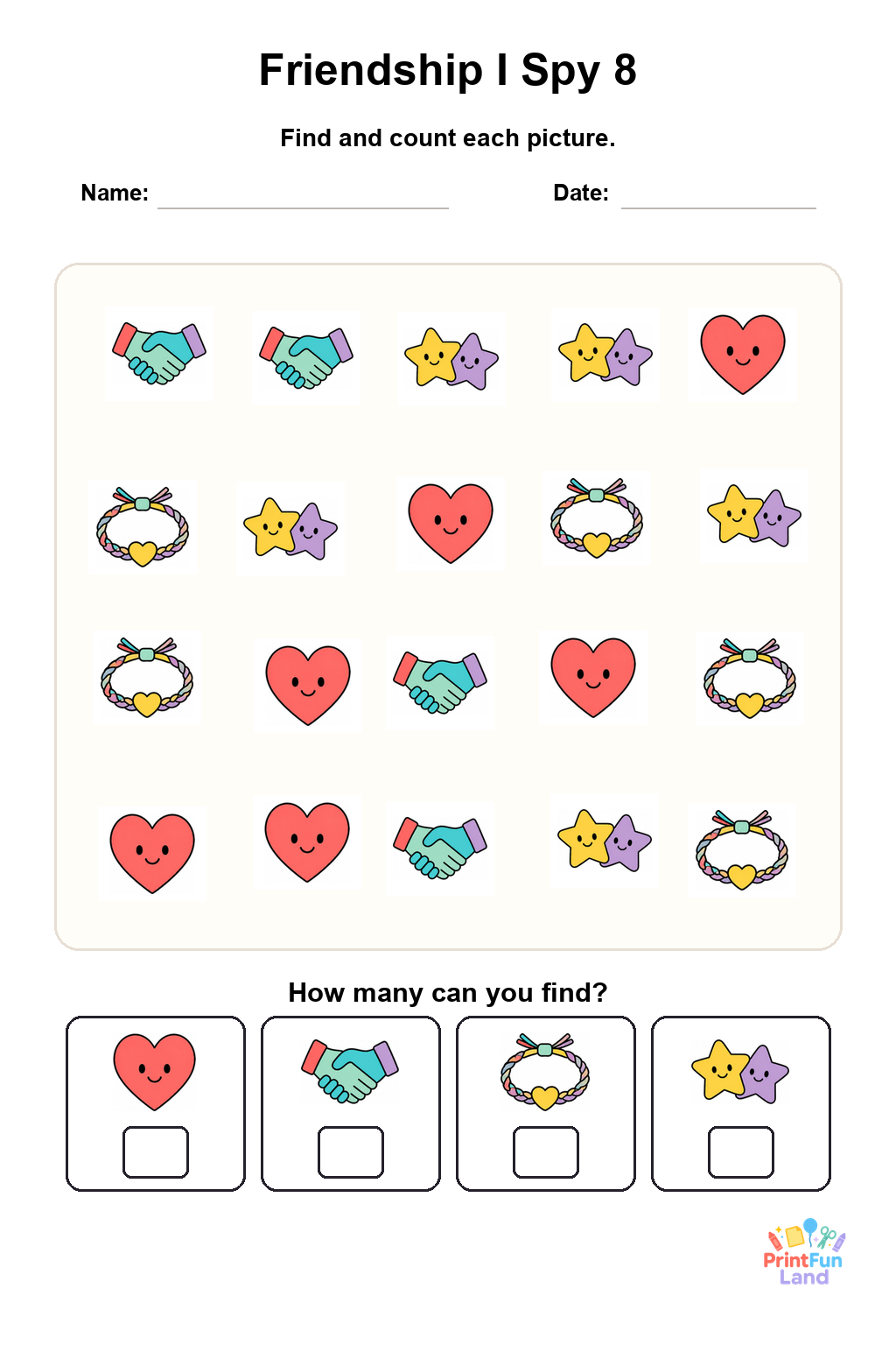 Friendship I Spy for Preschoolers printable page 8