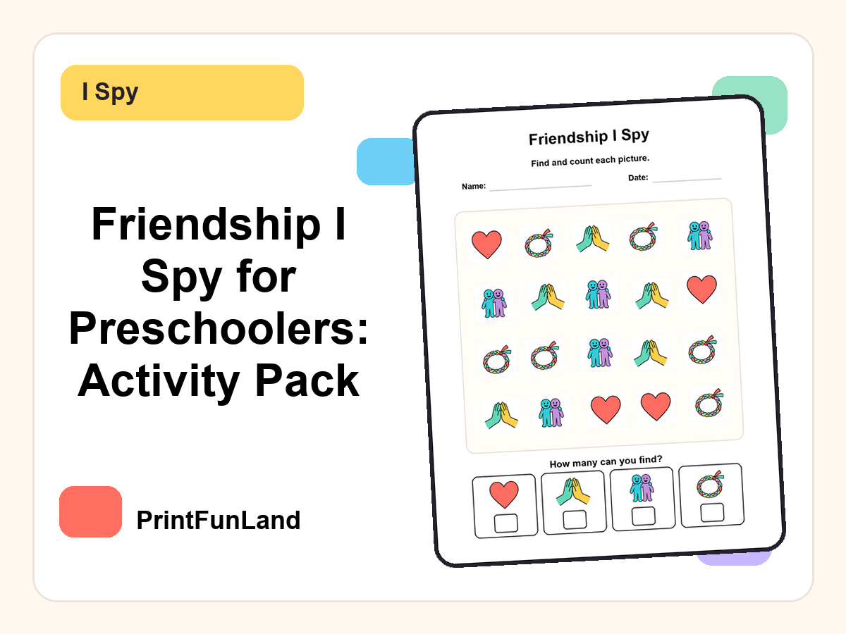 Friendship I Spy for Preschoolers printable preview