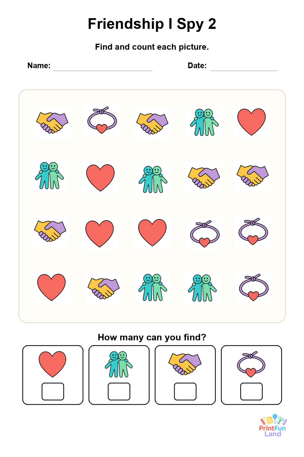 Friendship I Spy for Preschoolers printable page 2