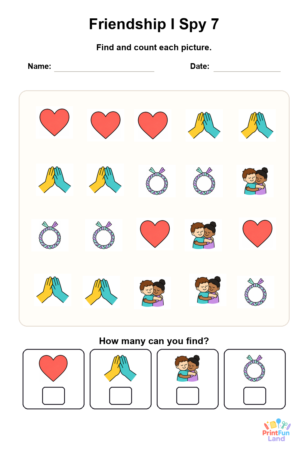 Friendship I Spy for Preschoolers printable page 7