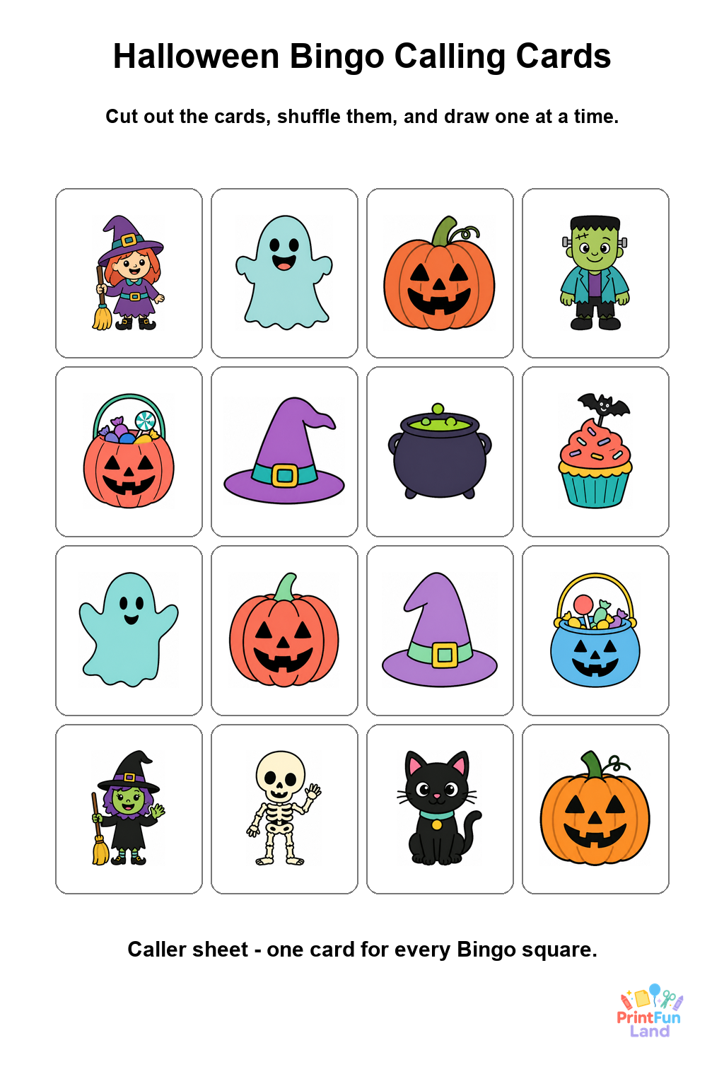 Halloween Bingo for Preschoolers printable page 9
