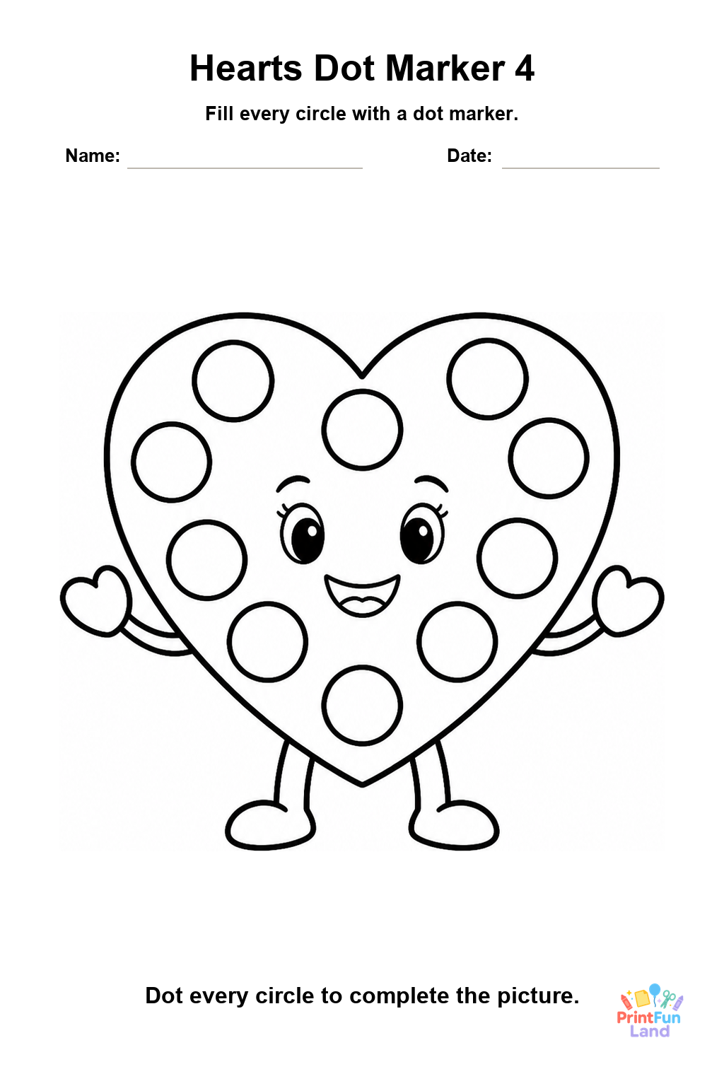 Hearts Dot Marker Pages for Preschoolers printable page 4