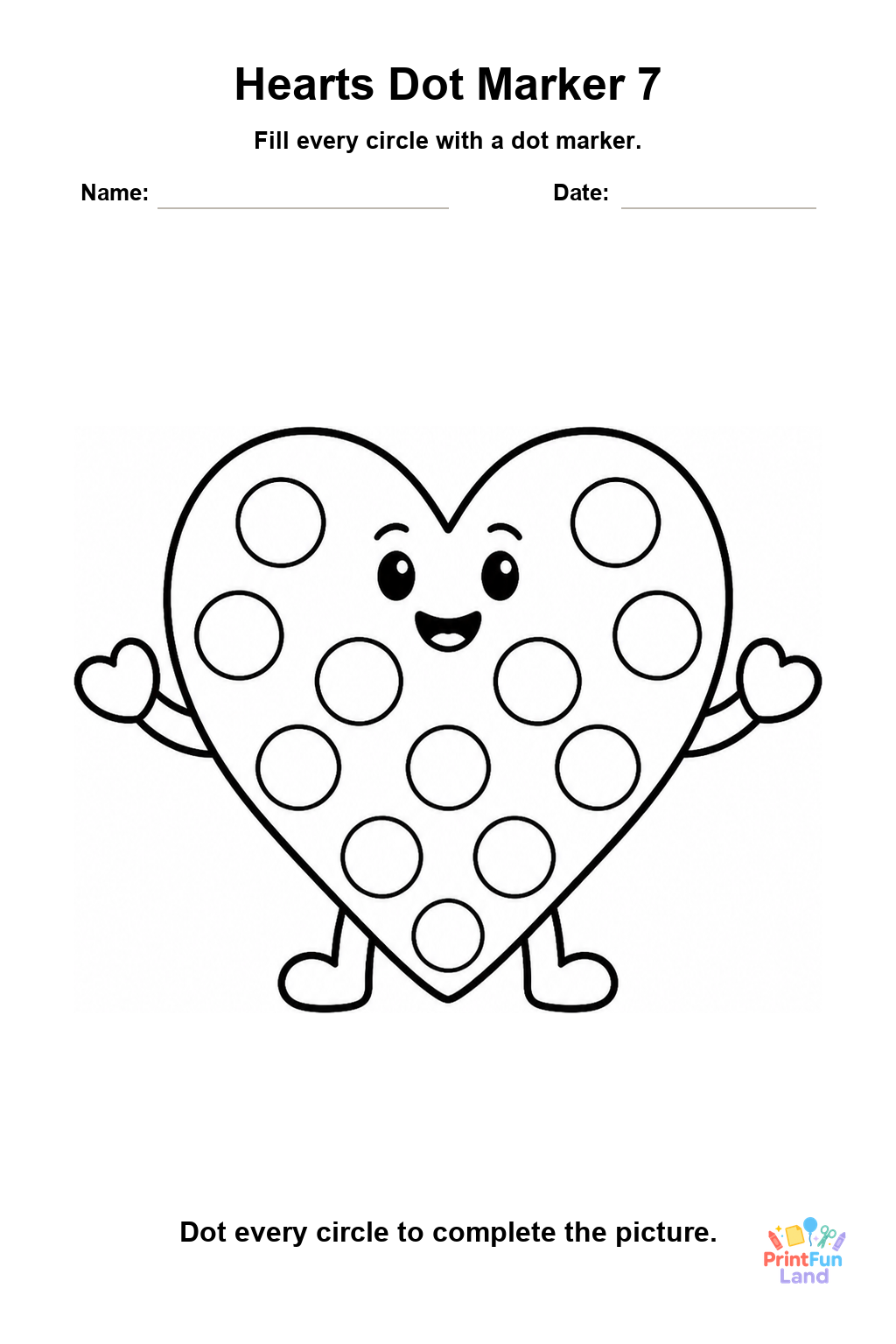 Hearts Dot Marker Pages for Preschoolers printable page 7