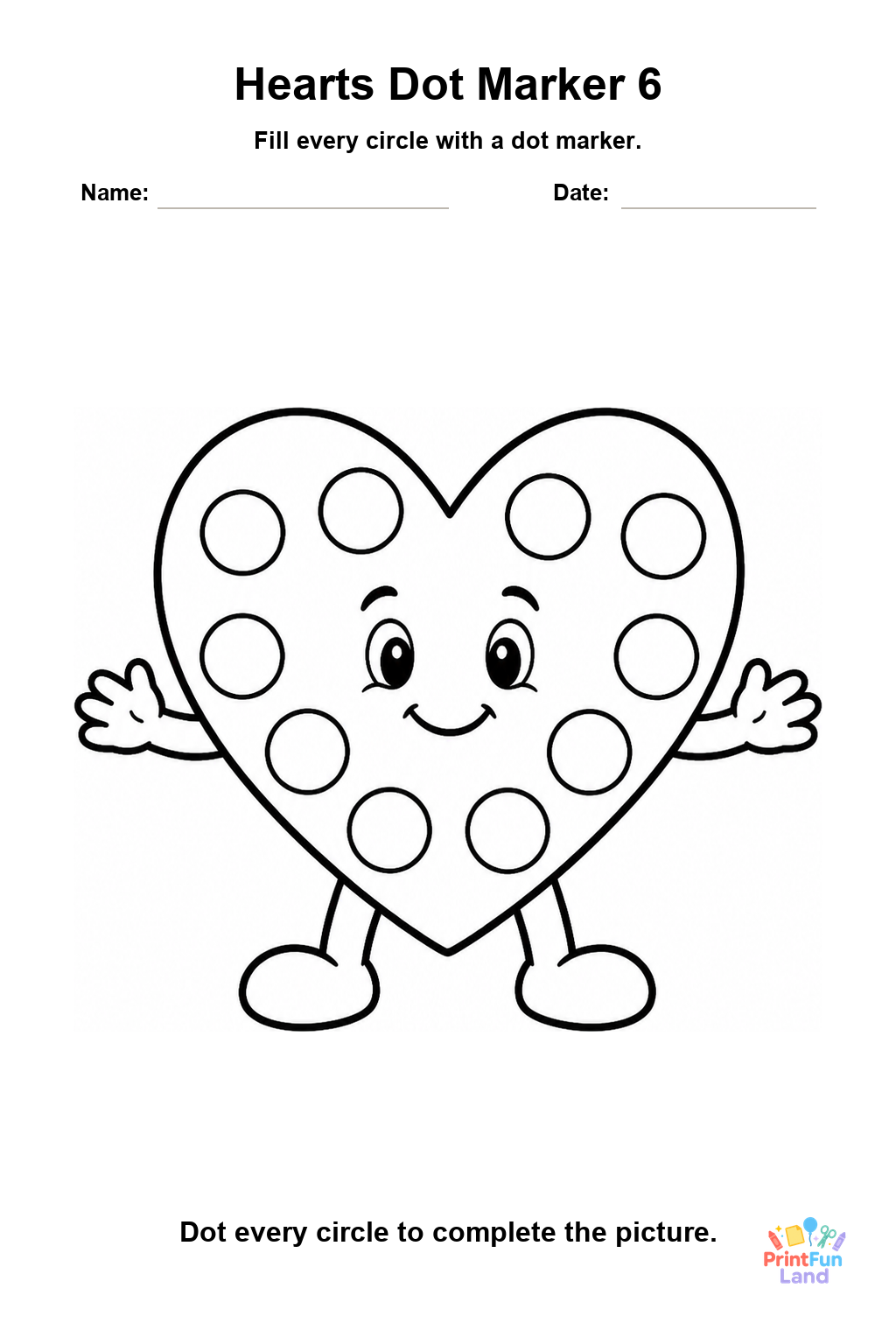 Hearts Dot Marker Pages for Preschoolers printable page 6