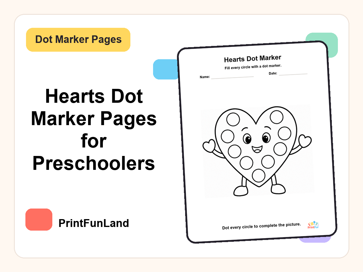 Hearts Dot Marker Pages for Preschoolers printable preview