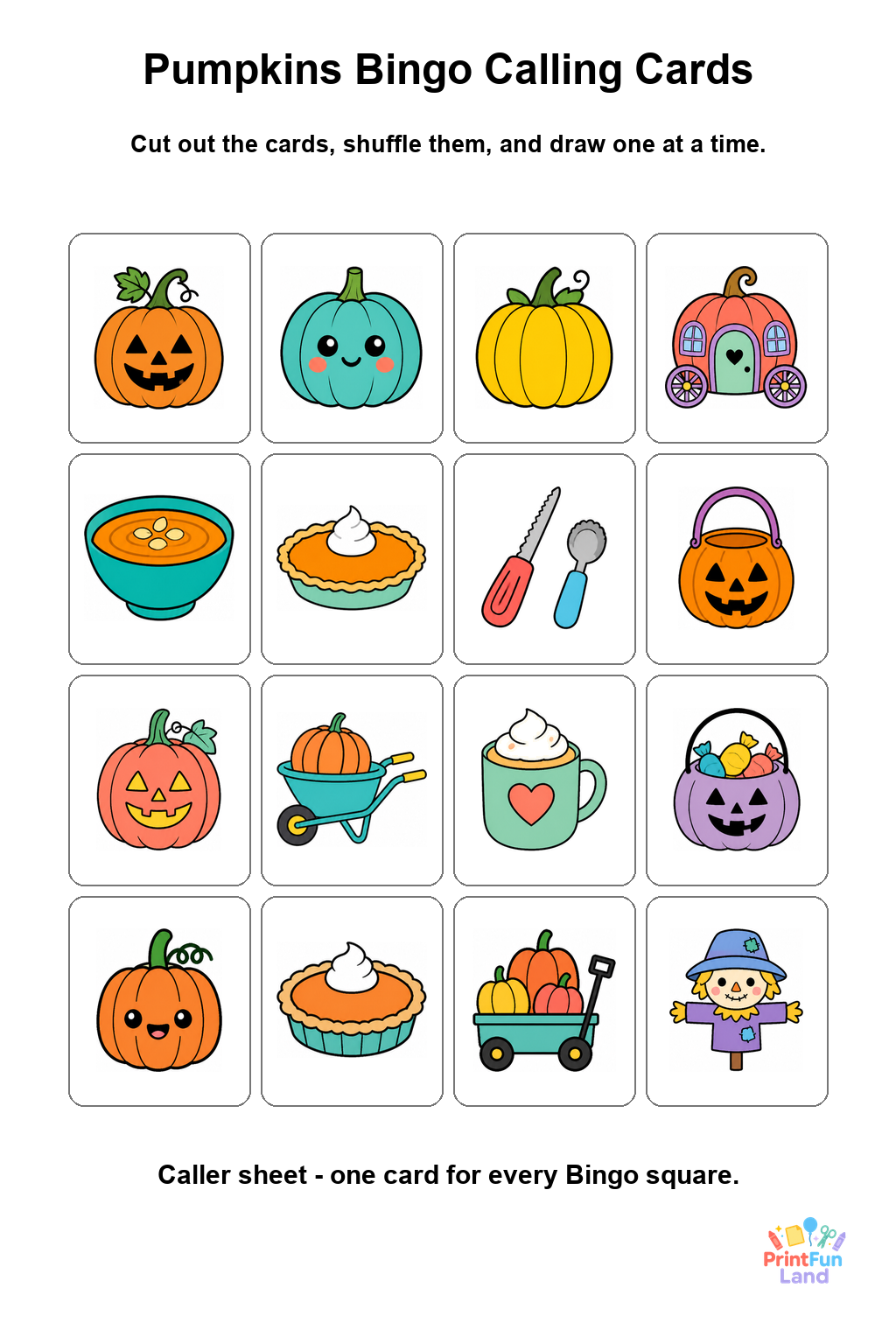 Pumpkins Bingo for Preschoolers printable page 9