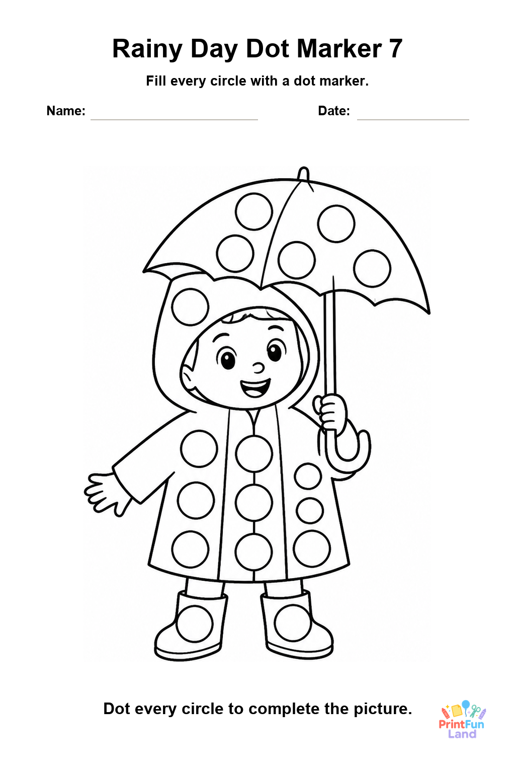 Rainy Day Dot Marker Pages for Preschoolers printable page 7