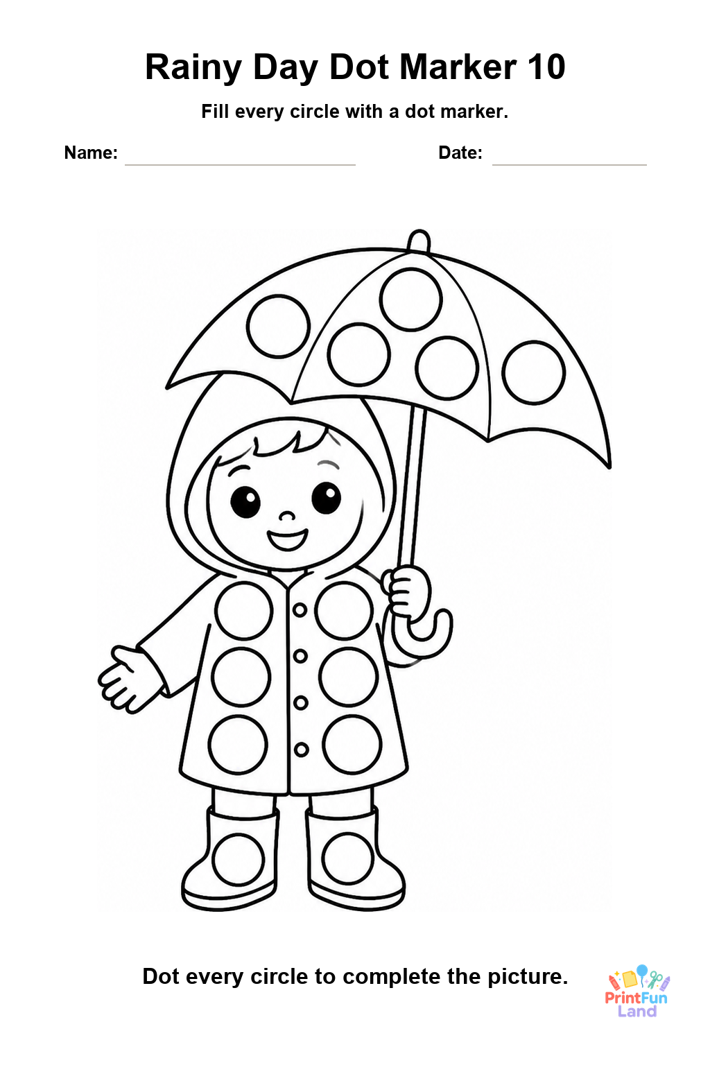 Rainy Day Dot Marker Pages for Preschoolers printable page 10