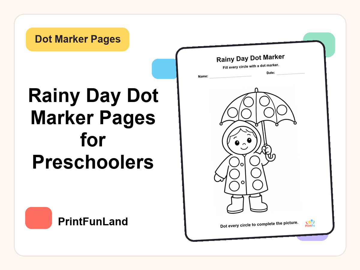 Rainy Day Dot Marker Pages for Preschoolers printable preview