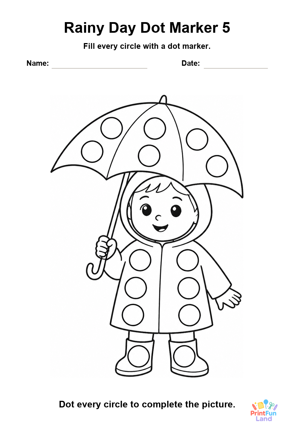 Rainy Day Dot Marker Pages for Preschoolers printable page 5