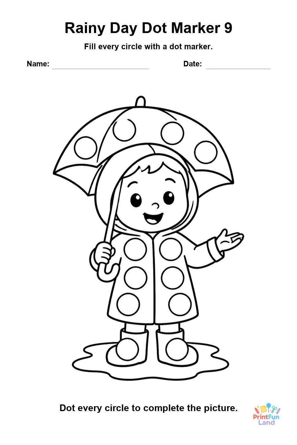 Rainy Day Dot Marker Pages for Preschoolers printable page 9