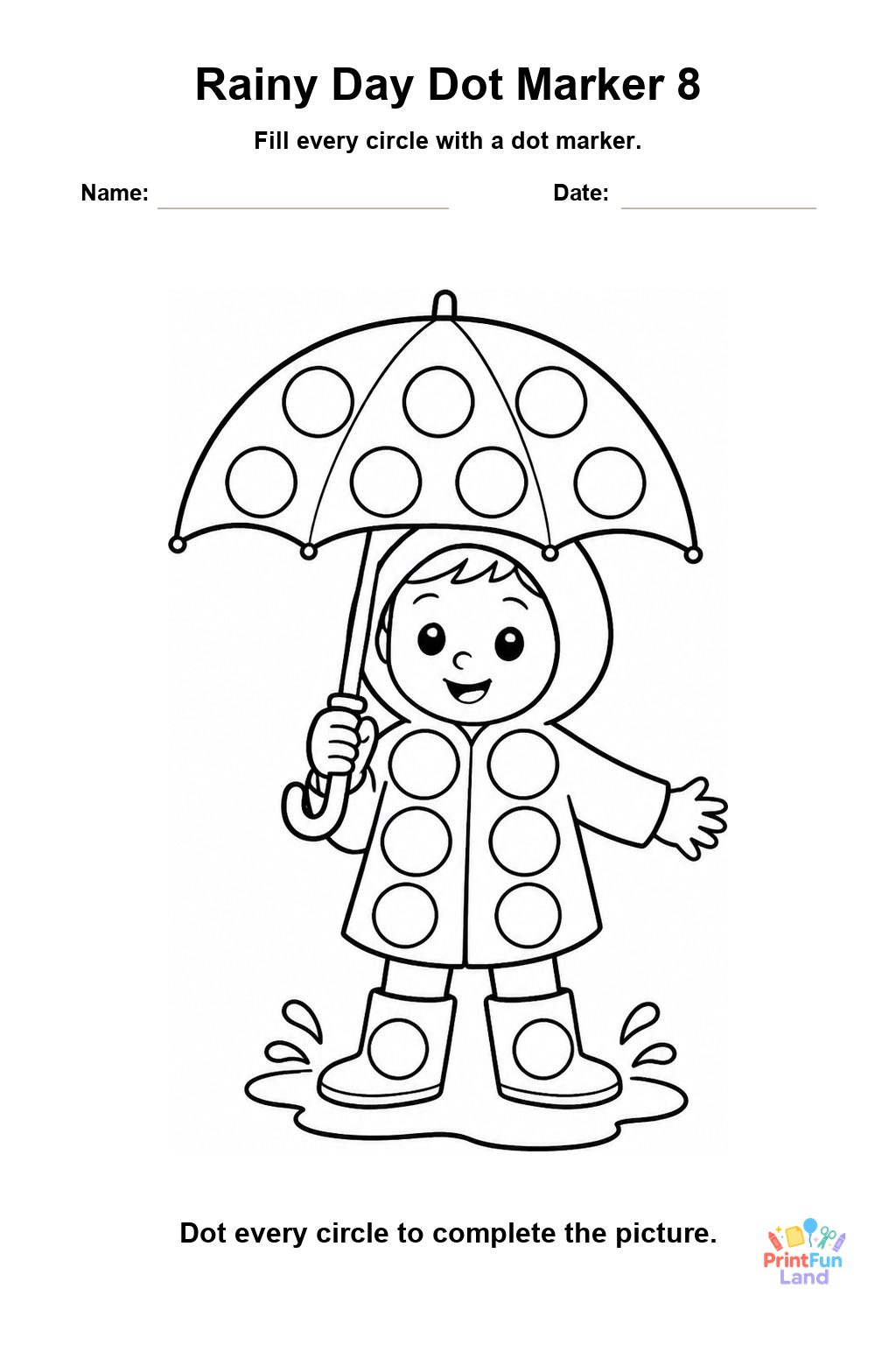 Rainy Day Dot Marker Pages for Preschoolers printable page 8