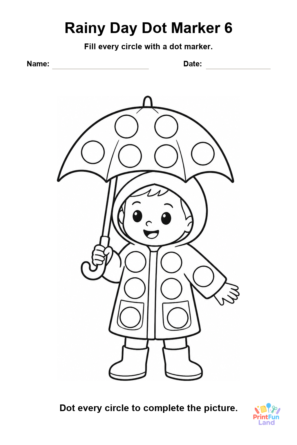 Rainy Day Dot Marker Pages for Preschoolers printable page 6