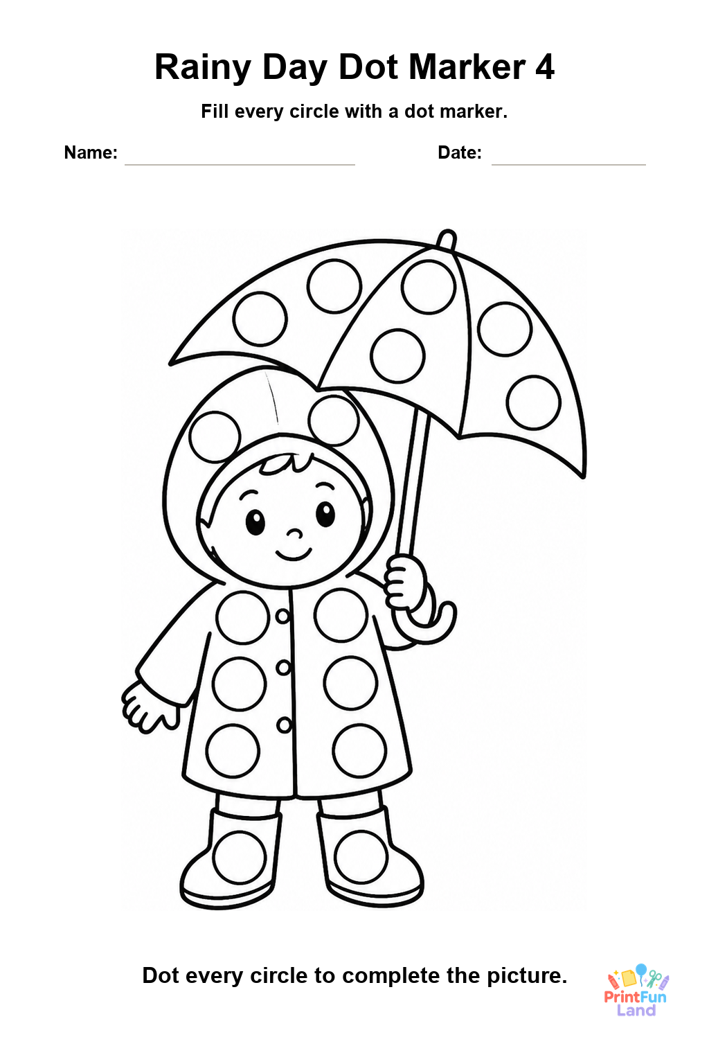 Rainy Day Dot Marker Pages for Preschoolers printable page 4