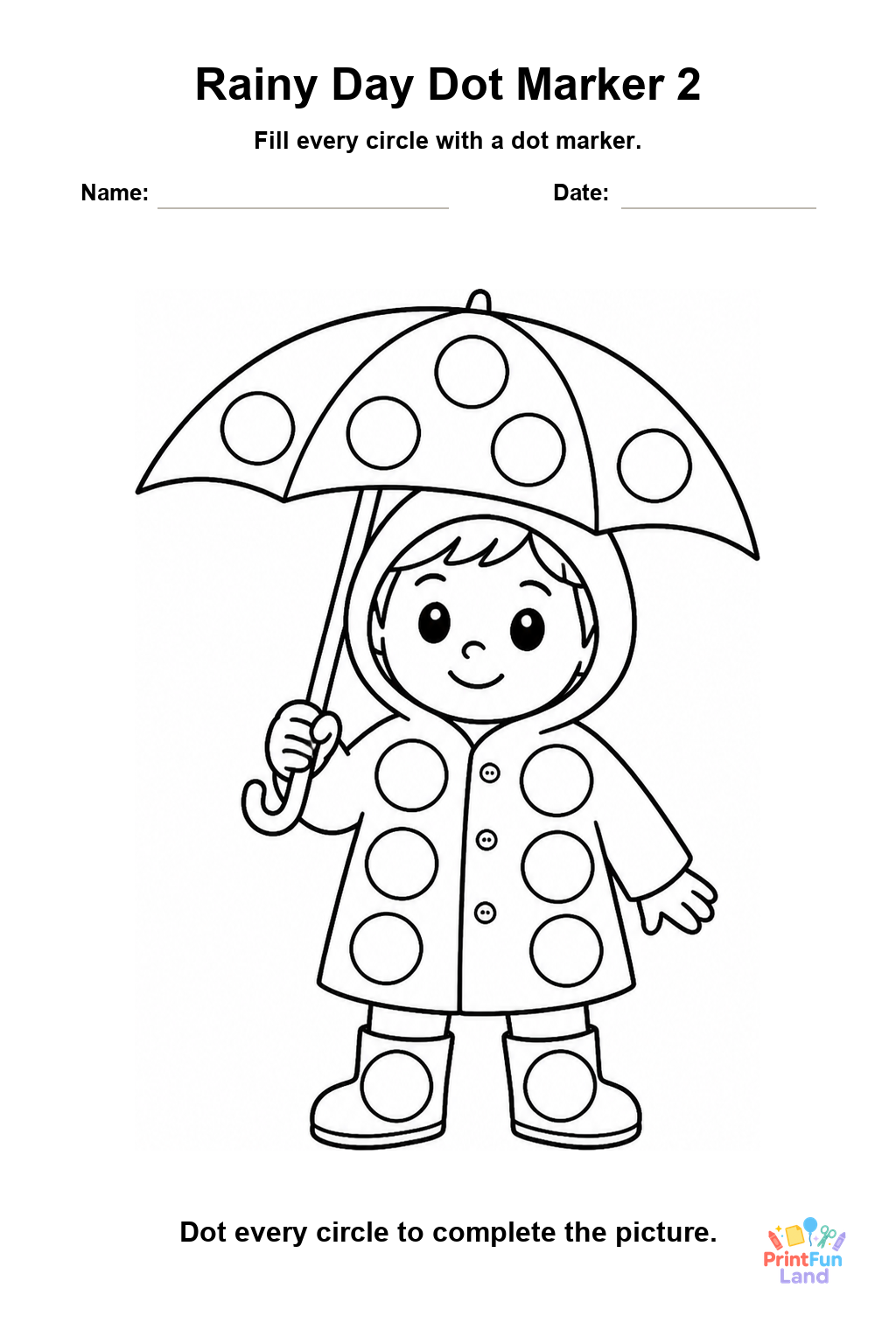 Rainy Day Dot Marker Pages for Preschoolers printable page 2