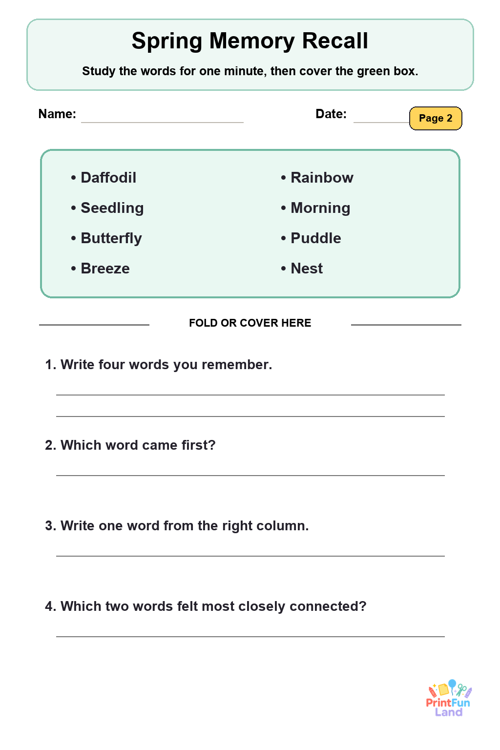 Spring Senior Activity for Independent Seniors printable page 2