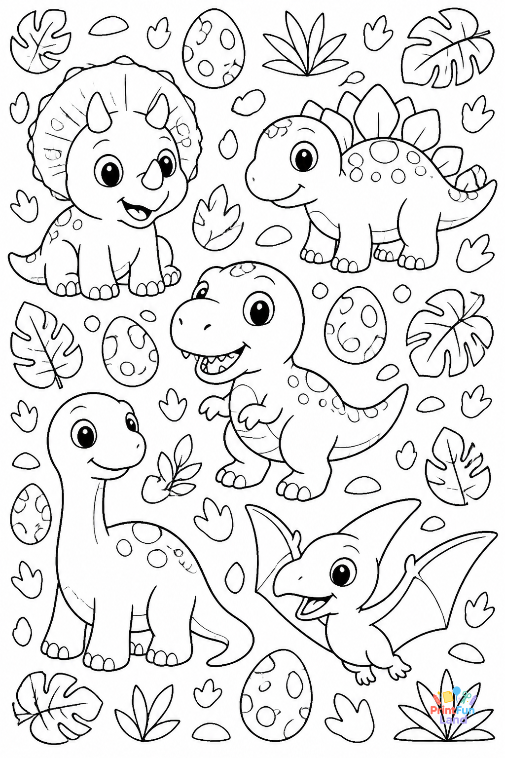 Baby Dinosaurs Coloring Pages for Preschoolers printable page 4