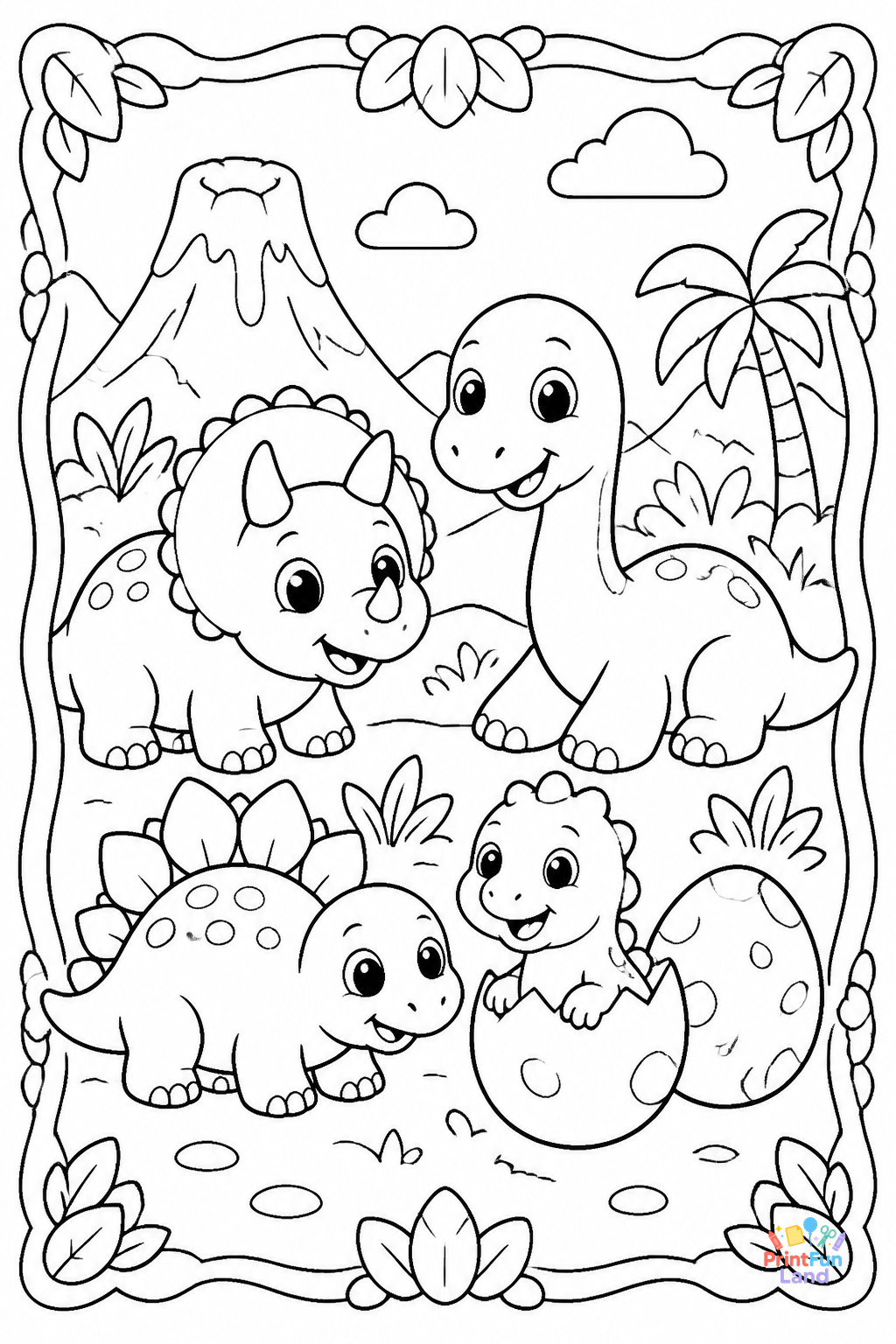 Baby Dinosaurs Coloring Pages for Preschoolers printable page 2