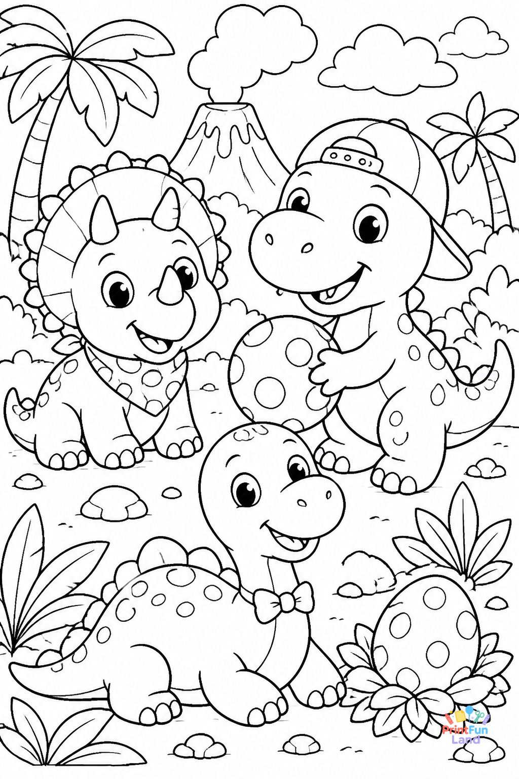 Baby Dinosaurs Coloring Pages for Preschoolers printable page 3