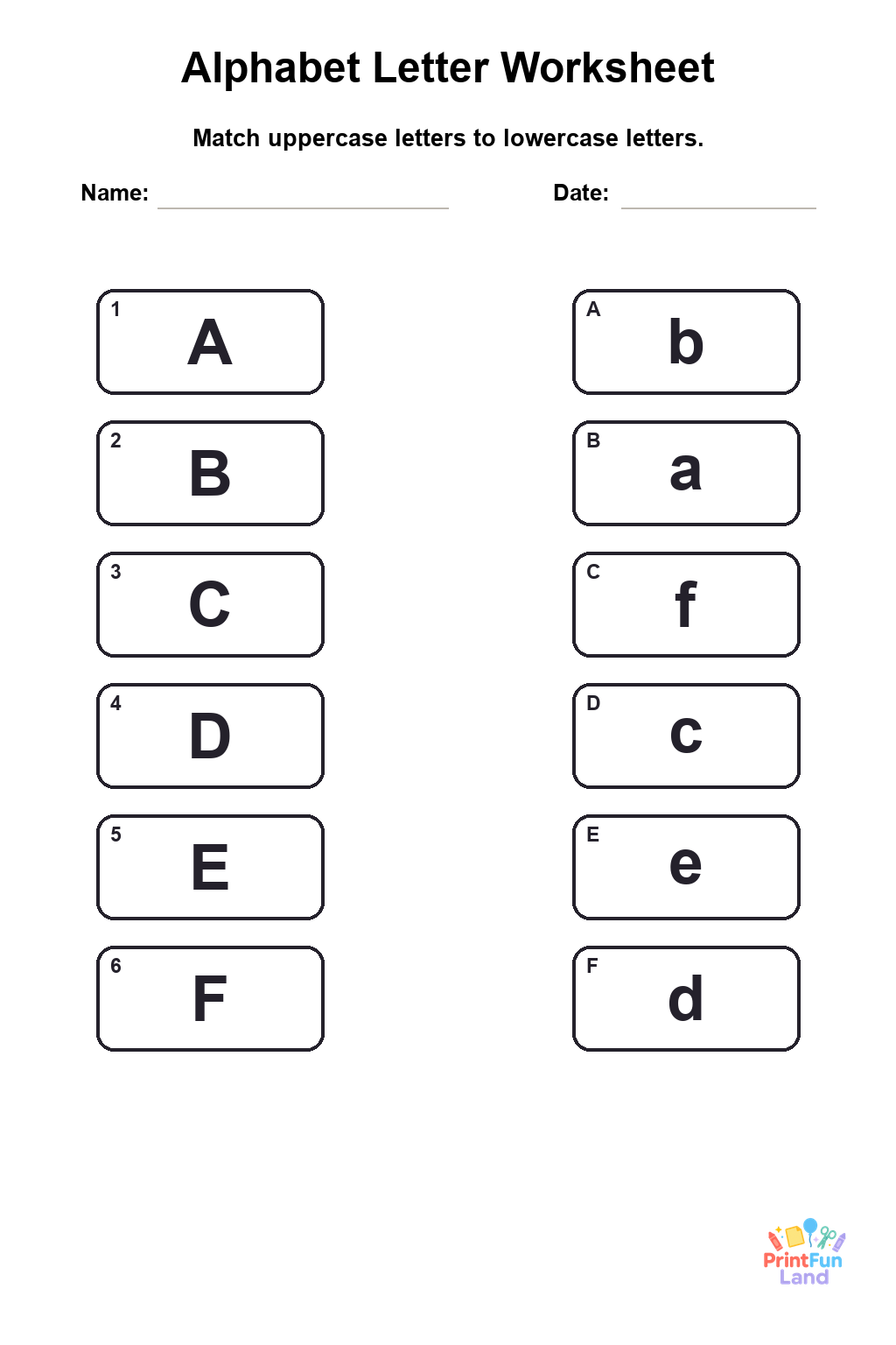 Alphabet Worksheets for Preschoolers printable page 1
