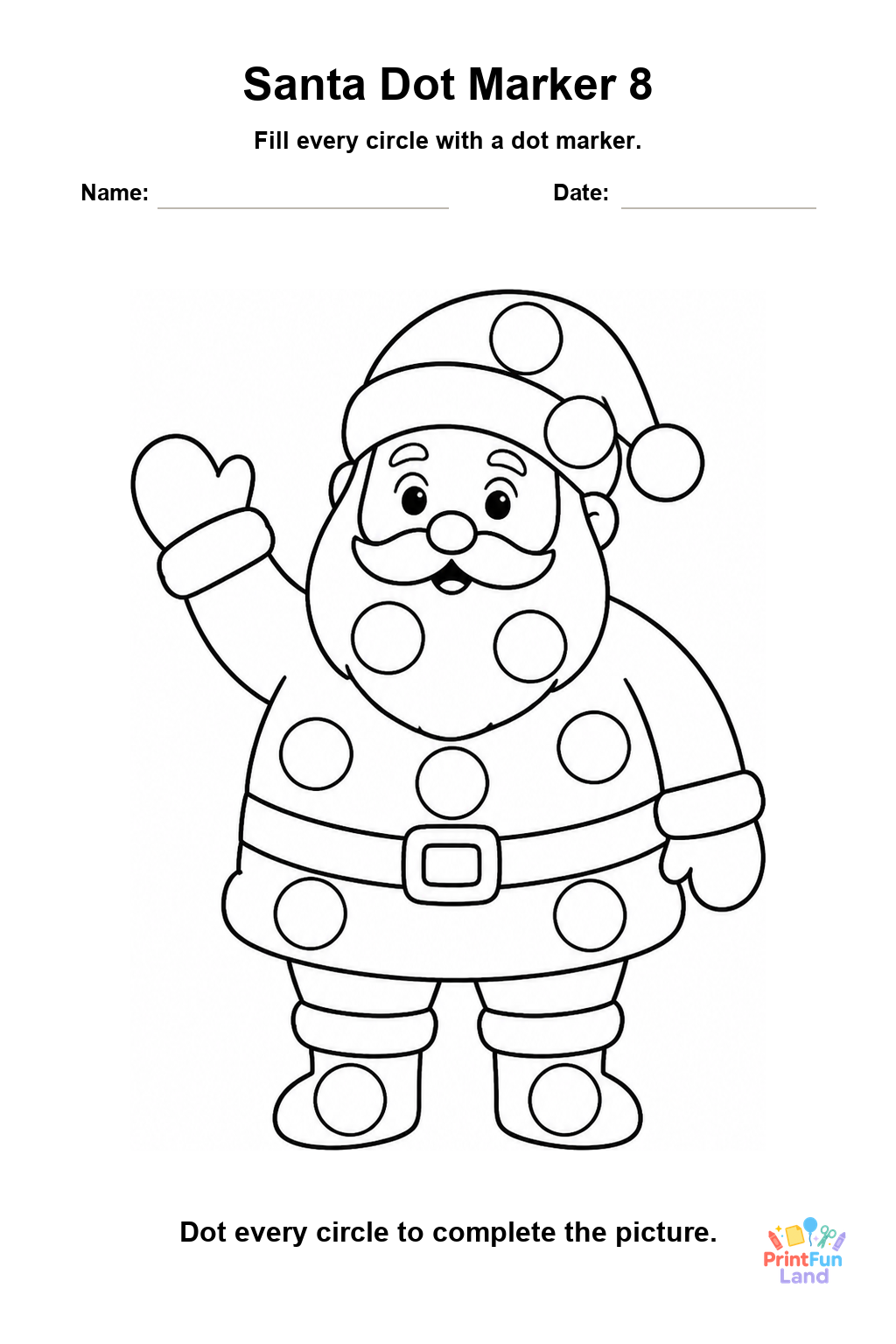 Santa Dot Marker Pages for Preschoolers printable page 8