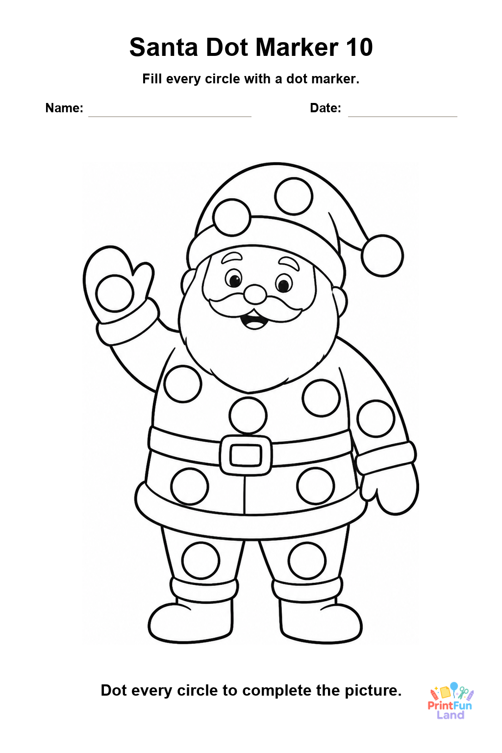 Santa Dot Marker Pages for Preschoolers printable page 10