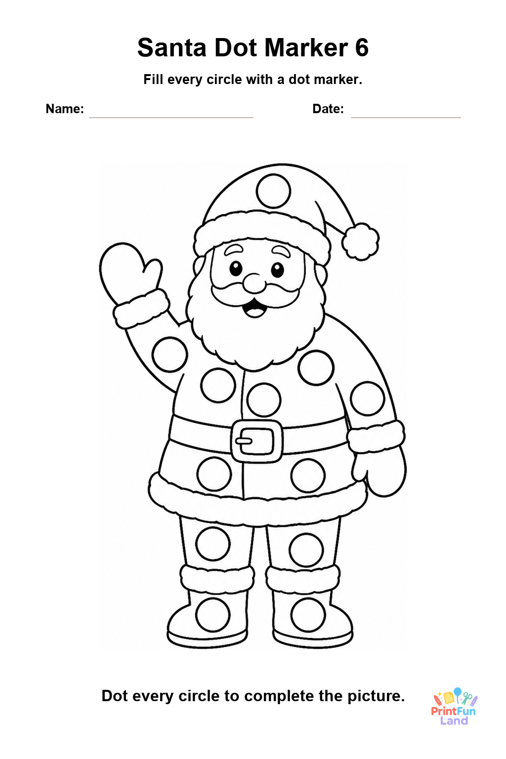 Santa Dot Marker Pages for Preschoolers printable page 6