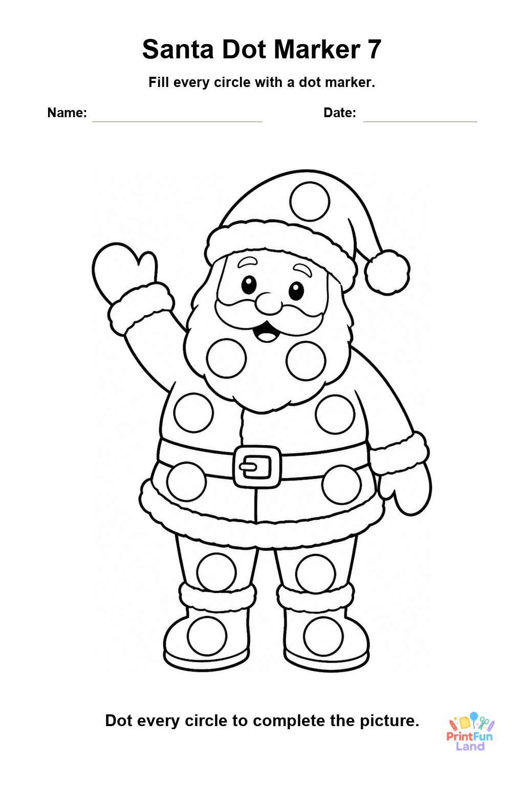 Santa Dot Marker Pages for Preschoolers printable page 7