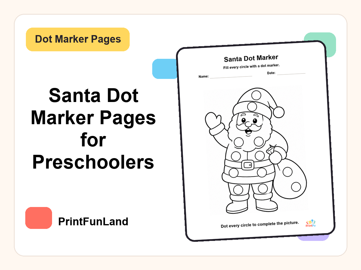 Santa Dot Marker Pages for Preschoolers printable preview