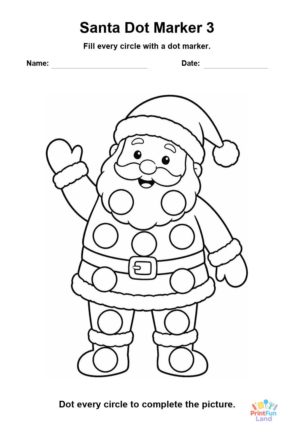 Santa Dot Marker Pages for Preschoolers printable page 3