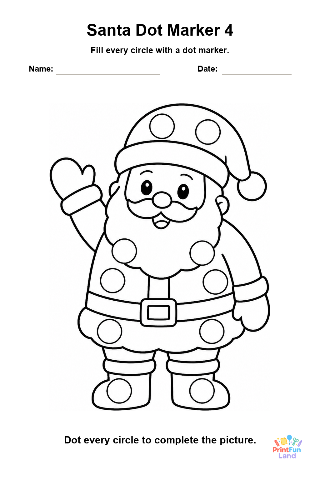 Santa Dot Marker Pages for Preschoolers printable page 4