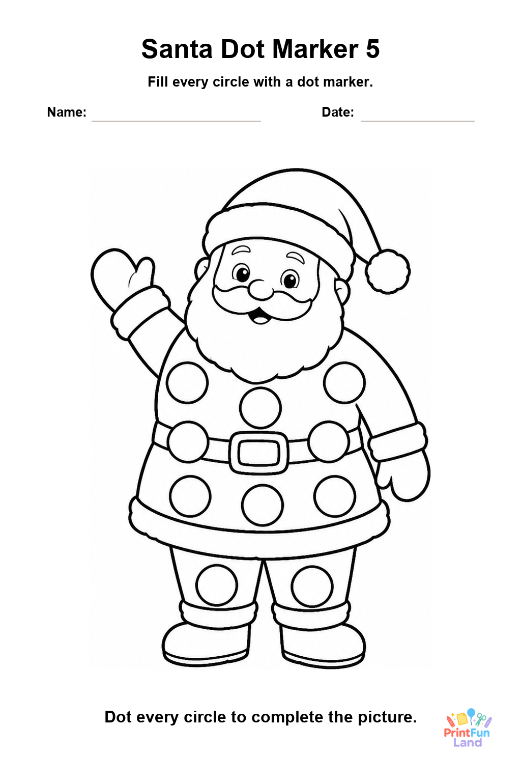 Santa Dot Marker Pages for Preschoolers printable page 5