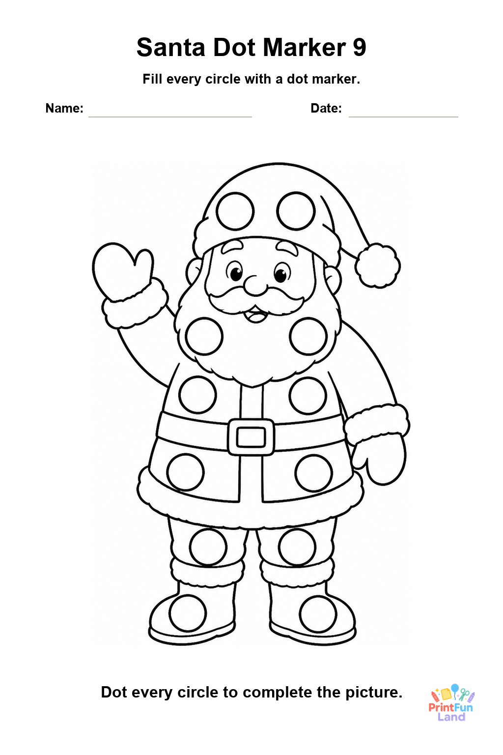 Santa Dot Marker Pages for Preschoolers printable page 9