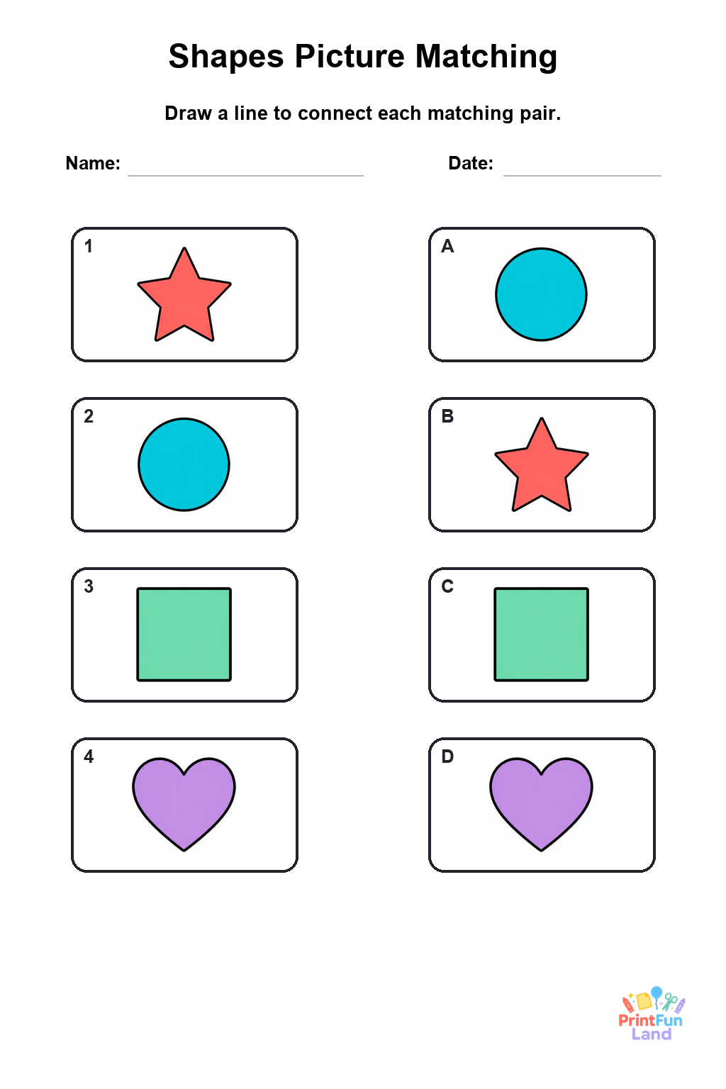 Shapes Matching Games for Preschoolers printable page 4
