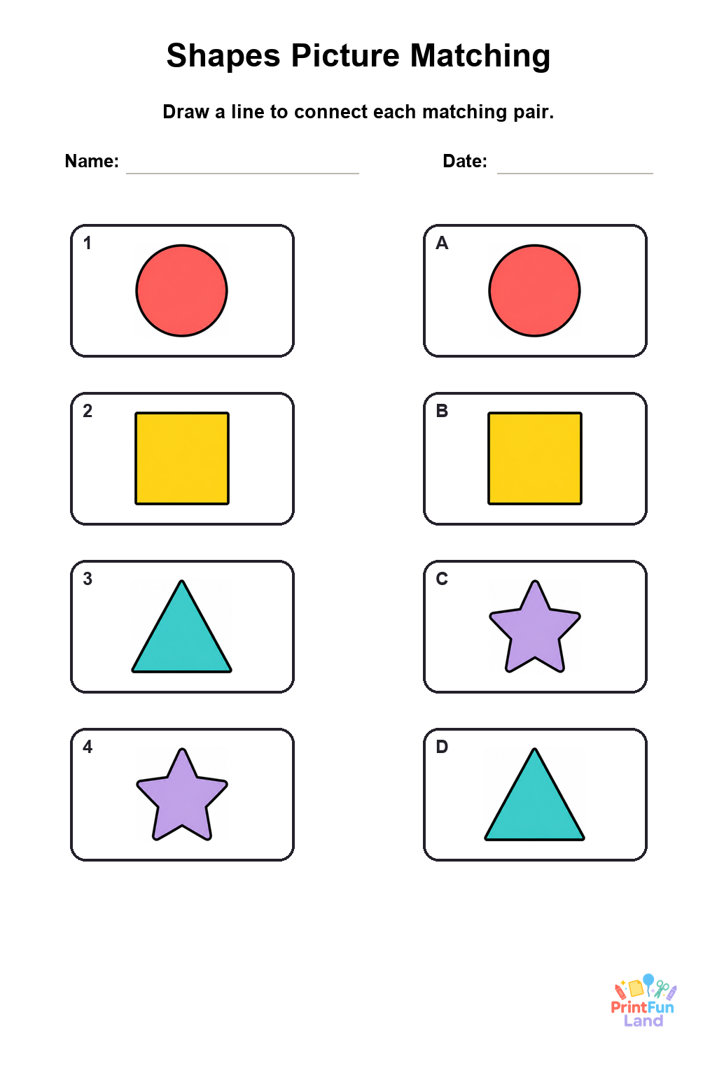 Shapes Matching Games for Preschoolers printable page 6