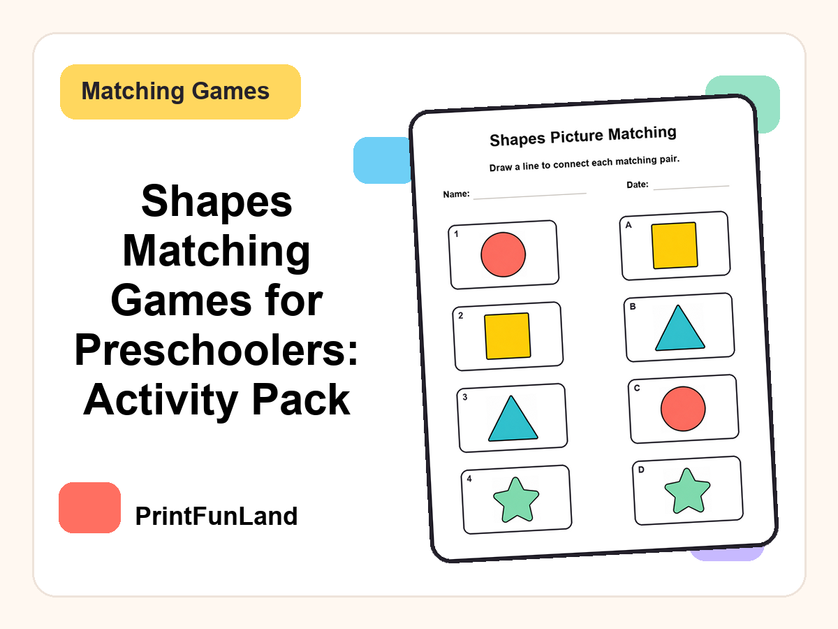 Shapes Matching Games for Preschoolers printable preview